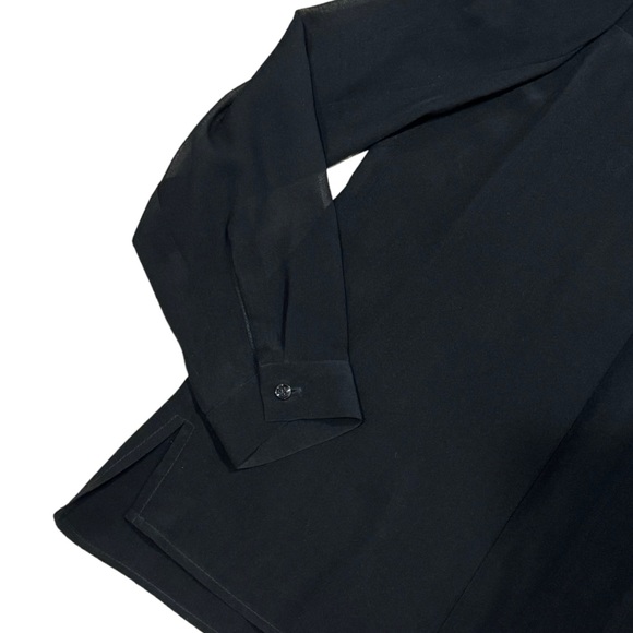 Judith & Charles Black Silk Pullover Blouse With Sheer Sleeves Size 8 - Picture 6 of 9